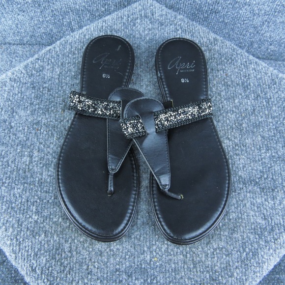 Apri Elie Women‎ Flip Flop Sandal Shoes Black Synthetic Size 9.5 Medium - Picture 3 of 9
